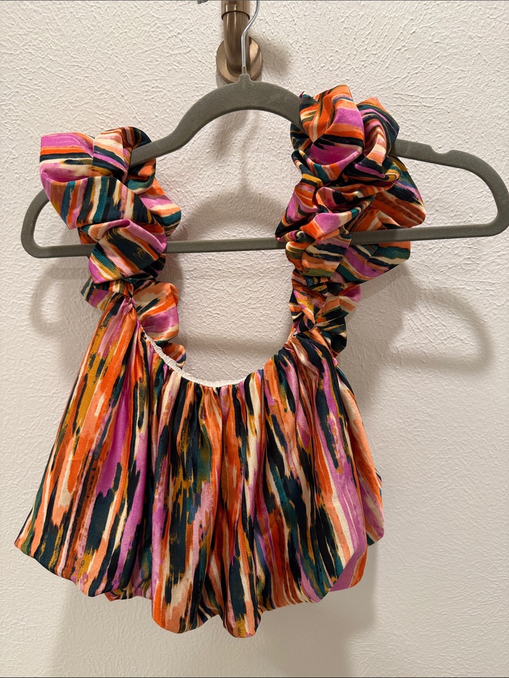 entro Multicolor Ruffle-Strap Camisole in Orange, Pink & Green